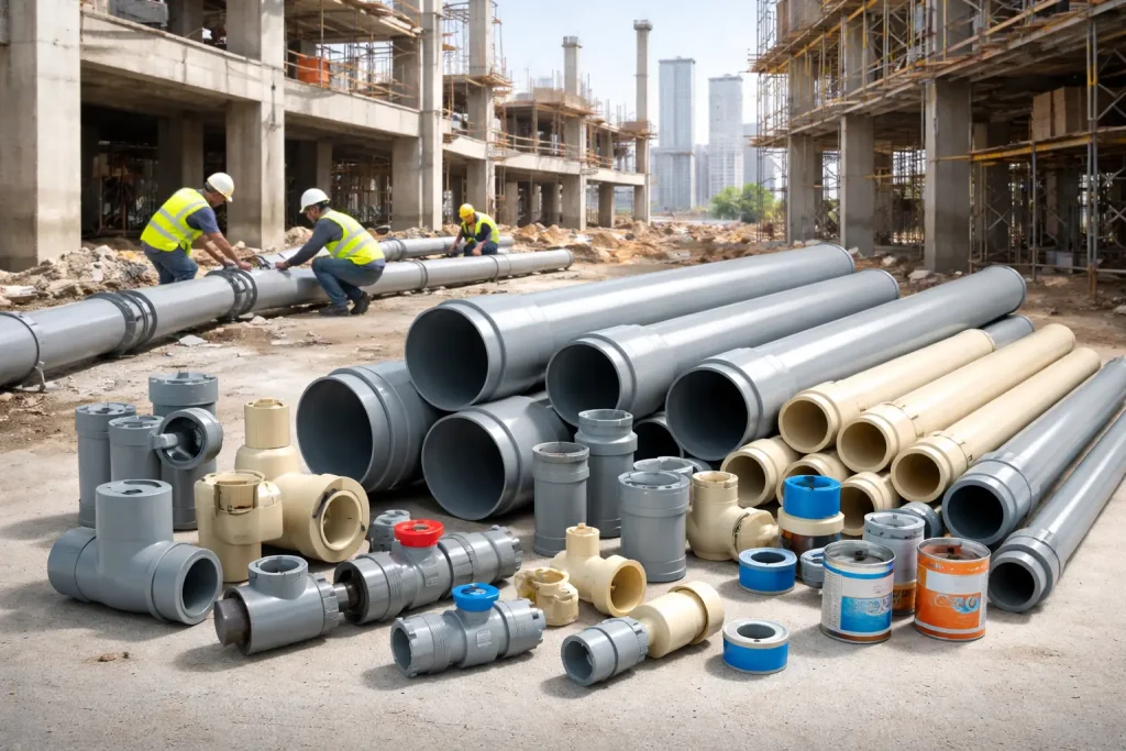 A group of best plumbing products has been kept on the ground